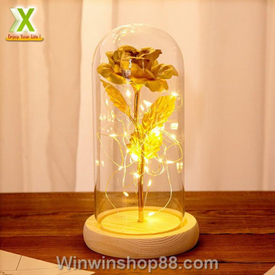 Đèn hoa hồng mạ vàng 24k có đèn LED