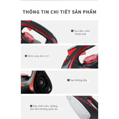 Bàn ủi, là hơi nước cầm tay KHÔNG DÂY SOKANY SK-9518 công suất mạnh mẽ 2400W có thể ủi khô và úi nước, chống nhỏ giọt - HÀNG CHÍNH HÃNG - DELIYA