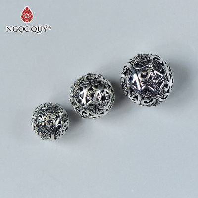 Charm bạc hình tròn hoa văn xỏ ngang - Ngọc Quý Gemstones