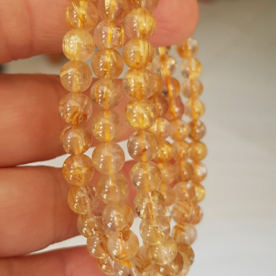  Vòng thạch anh tóc vàng tự nhiên trong bóng đẹp size hạt 5mm - 6mm các Chị em nữ đeo kiểu quấn 3 vòng tay màu vàng tươi sáng bóng chuẩn hợp nữ mệnh kim thổ  thủy đeo quyến rũ xinh đẹp trẻ trung may mắn đặc biệt tốt sức khỏe công việc tài lộc rẻ đẹp ạ