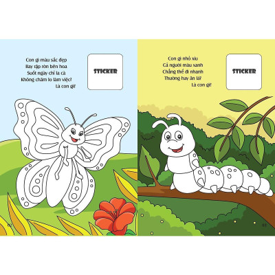 Sách - Bé Tô Màu - Khám Phá Vườn Côn Trùng Kì Thú - Côn Trùng, Bò Sát, Lưỡng Cư) (20+ Hình Dán Sticker - Chính Thông Book
