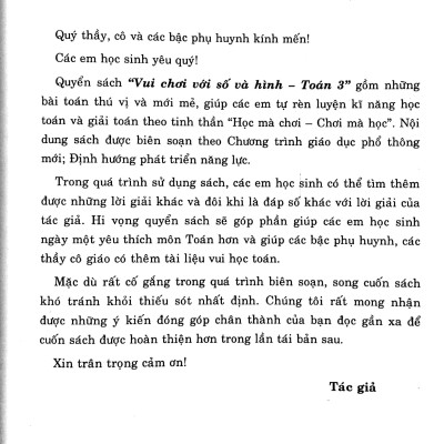 Vui Chơi Với Số Và Hình Toán 3 (Theo Chương Trình Giáo Dục Phổ Thông Mới - Định Hướng Phát Triển Năng Lực)