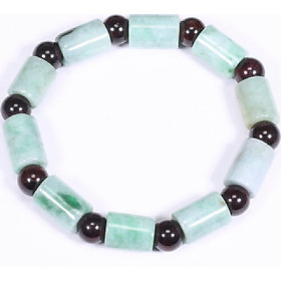 Vòng đốt trúc đá cẩm thạch phỉ thúy mix đá garnet 11x8.5mm - Ngọc Quý Gemstones