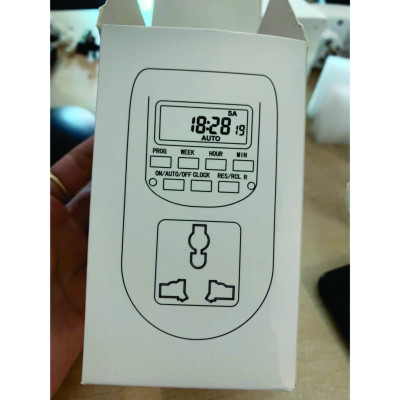 Ổ cắm hẹn giờ lập trình điện tử AL-06 220v -10A có pin nuôi cài 1 lần dùng mãi mãi (Trắng phối xanh)công tắc hẹn giờ, ổ cắm