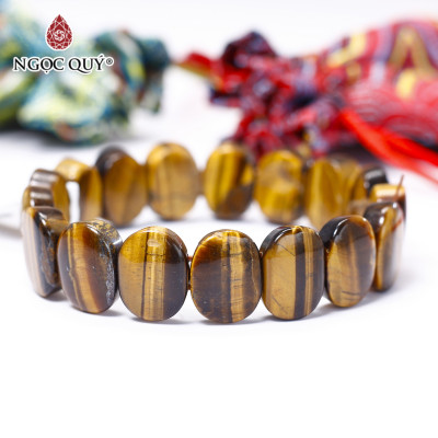 Vòng đá thạch anh mắt hổ vàng nâu bản 14.5x16mm mệnh thổ, kim - Ngọc Quý Gemstones