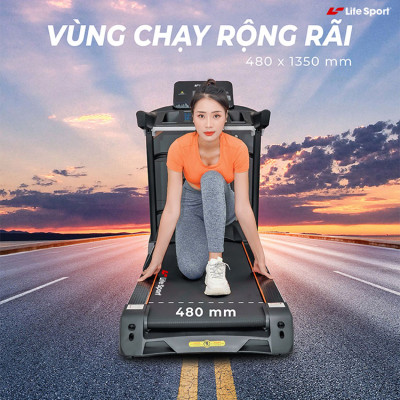 Máy Chạy Bộ Lifesport LS-5000,Máy Chạy Bộ Hiển Thị Nhịp Tim Lượng Calo Và Tốc Độ Và Quãng Đường Chạy, Vùng Chạy Rộng