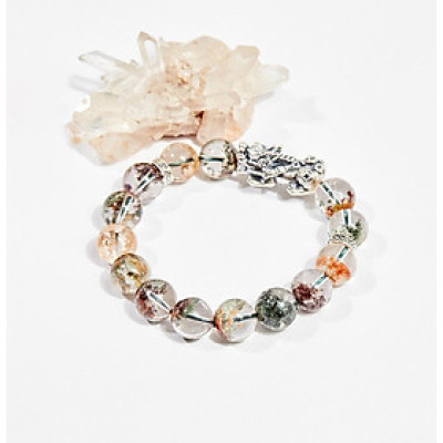 Vòng tay phong thủy đá thạch anh ưu linh charm tỳ hưu 11mm - Ngọc Quý Gemstones