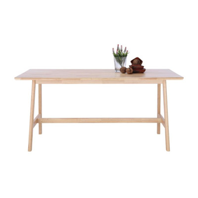 Bàn ăn SPIN kiểu đơn giản với gỗ tự nhiên nguyên khối cao cấp kèm gác chân tiện lợi, cạnh bàn được vát tròn an toàn