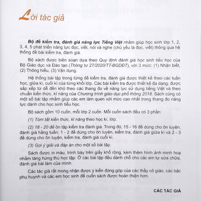 Bộ Đề Kiểm Tra , Đánh Giá Năng Lực Tiếng Việt Lớp 1 - Tập 1 (Biên Soạn Theo Chương Trình Giáo Dục Phổ Thông 2018)(Tái Bản)