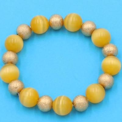 Vòng chuỗi đeo tay - đá mắt mèo vàng 12 ly VMEVHVM1 - hợp mệnh Kim, mệnh Thổ