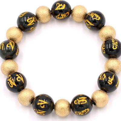 Vòng đeo tay - thạch anh đen Phật chú 12 ly VTEPVHVM1 - hợp mệnh Thủy, mệnh Mộc