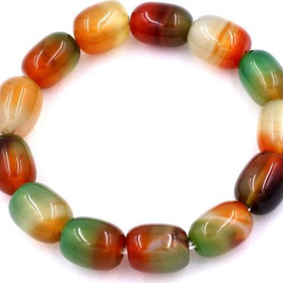 Vòng tay chuỗi hạt Lu Thống Thạch Anh Xanh Nâu Bầu 12mm x 16mm - hợp mệnh Mộc, mệnh Hỏa