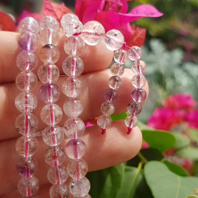 ️Vòng tay phong thủy đá super seven tự nhiên sịn đẹp kiểu quấn tay 3 vòng Màu tím trắng bóng đẹp sang Vòng chuỗi hạt 6mm nữ đeo rất là xinh đẹp ạ    