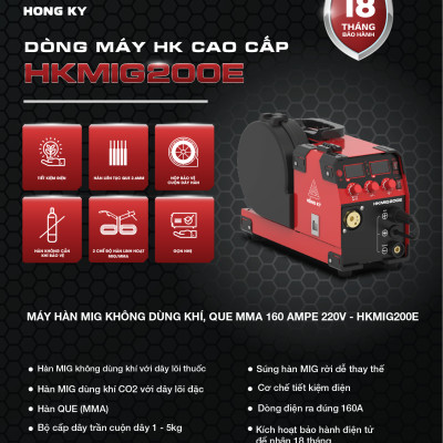 Máy hàn MIG không dùng khí, que MMA Hồng Ký Eco 160 Ampe 220V - HKMIG200E