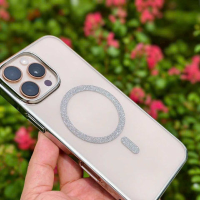 Ốp lưng cho iPhone 16 Pro Max , 16 Pro trong suốt hỗ trợ sạc từ đính đá cực sang siêu mỏng nhẹ hiệu Bling Bling Memumi - hàng chính hãng