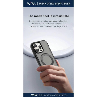 Ốp Lưng cho  iPhone 16 Pro Max , 16 Pro Lưng Nhám hiệu WIWU Armor Ultra Chống Sốc Kèm Giá Đỡ Kim Loại Ring Stand Xoay 360° Hỗ Trợ Sạc Không Dây - Hàng chính hãng