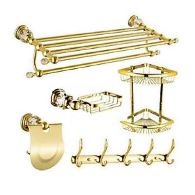 Phụ kiện phòng tắm 5 món inox mạ vàng cao cấp GPK14PKV (Cao cấp, sang trọng, quý phái, bền bỉ với thời gian)