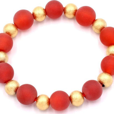 Chuỗi đeo tay phong thủy - thạch anh đỏ mài mờ 10 ly VTAOMHVT1 - hợp mệnh Hỏa, mệnh Thổ