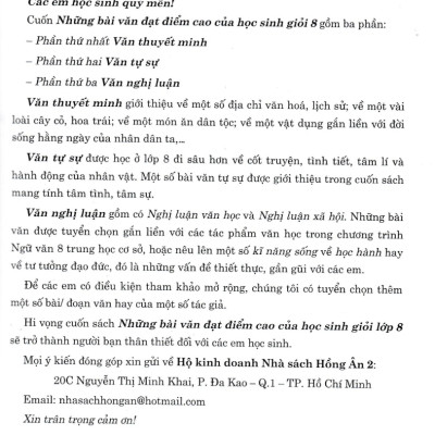 Những Bài Văn Đạt Điểm Cao Của Học Sinh Giỏi 8 (Dùng Chung Cho Các Bộ SGK Hiện Hành)_HA