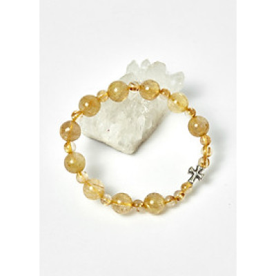 Vòng Chuỗi Mân Côi Đá Thạch Anh Tóc Vàng hạt đá 10mm , đk 52mm - Ngọc Qúy Gemstones