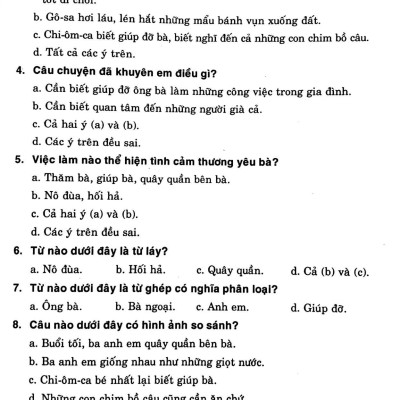 Đề Kiểm Tra Định Kỳ Tiếng Việt - Toán- Khoa Học- Lịch Sử -Địa Lí 4 - Tập 1