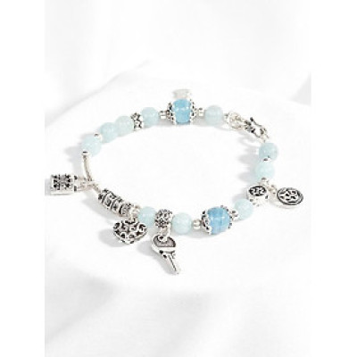 Vòng hải lam ngọc phối charm trái tim Ngọc Quý Gemstones