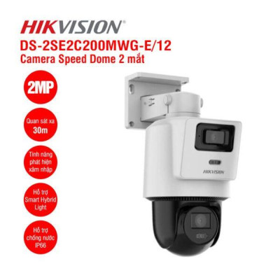 Camera IP Speed dome 2MP Hikvision DS-2SE2C200MWG-E/12, cảnh báo xâm nhập, chống nước IP66 ,.-Hàng chính hãng
