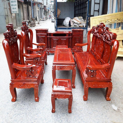 Bộ Bàn Ghế Nghê Bảo Đỉnh Gỗ Xà Cừ