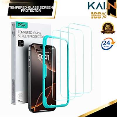 Kính Cường Lực ESR cho iphone 16/ 16 plus/ 16 pro/ 16 promax, ESR Tempered-Glass Screen Protector kèm khung dán_ Hàng chính hãng