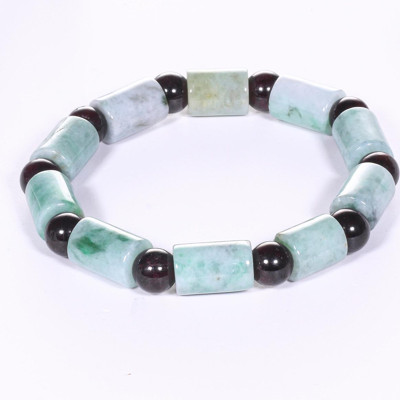 Vòng đốt trúc đá cẩm thạch phỉ thúy mix đá garnet 11x8.5mm - Ngọc Quý Gemstones
