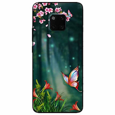 Ốp lưng dành cho Huawei Mate 20 Pro mẫu Bướm Và Hoa Đỏ