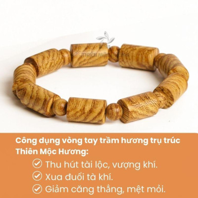Vòng tay trầm hương trụ trúc chuỗi đeo tay Thiên Mộc Hương quà tặng vòng tay may mắn qua 25 năm tích trầm