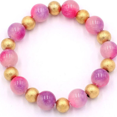 Chuỗi tay phong thủy - đá thạch anh hồng tím 10 ly VTAHIHVT1 - hợp mệnh Hỏa, mệnh Thổ