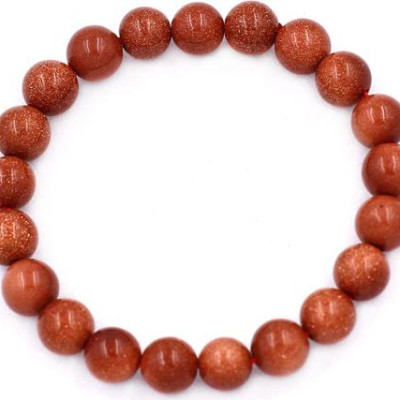 Vòng tay chuỗi hạt đá kim sa nâu 8 ly 20 hạt - hợp mệnh Kim, mệnh Thổ