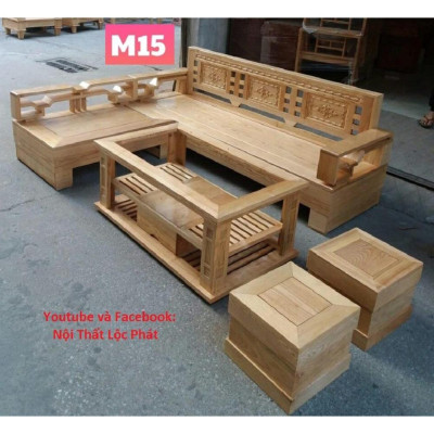 Bàn ghế góc Phòng Khách gỗ Sồi Nga mẫu 82