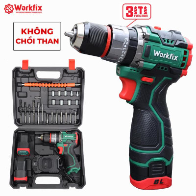 [ TẶNG phụ kiện 24 món] Máy Khoan 3 Chức Năng Workfix 16.8V - WF-ID1610BL - Động Cơ Từ Cao Cấp - 2 Pin 4 Cell  16.8V/2Ah