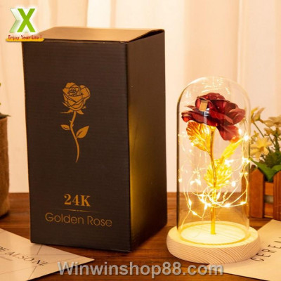 Đèn hoa hồng mạ vàng 24k có đèn LED