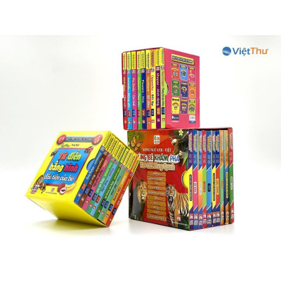 Sách - Từ Điển Bằng Hình Đầu Tiên Của Bé + Cùng Bé Khám Phá Thế Giới Xung Quanh - Combo 3 Boxset - Việt Thư