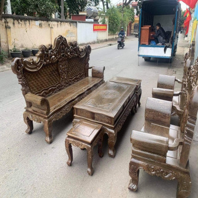 Bộ Bàn Ghế Hoàng Gia Gỗ Mun Đuôi Công