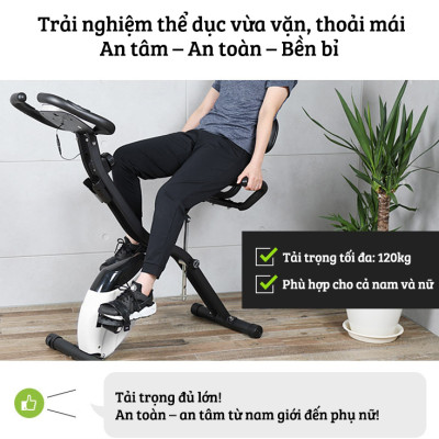 Xe đạp thể thao tại nhà gấp gọn 10 cấp độ kháng lực cảm biến nhịp tim hoạt động êm ái tải trọng 120kg