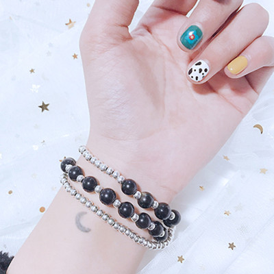 Vòng 3 line đá thạch anh tóc đen phối tỳ hưu mệnh thủy, mộc - Ngọc Quý Gemstones