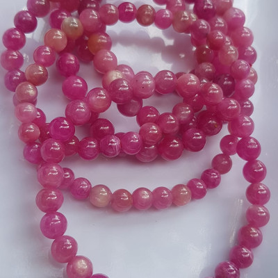  Vòng tay đá Rubby Hồng tự nhiên tươi đẹp Vòng size 6mm màu hồng Vòng Hợp Nữ mệnh hoả mệnh Thổ đeo đẹp sang xinh tay đẹp lắm ạ