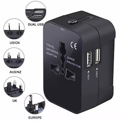 Ổ cắm du lịch CF071, 2 cổng siêu tiện lợi, cốc chuyển đổi dành cho du lịch quốc tế - Hàng chính hãng