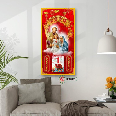 Lịch gỗ Công giáo Thánh Gia treo tường IMWI LGV2331