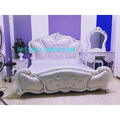 Combo giường bàn trang điểm tủ đầu giường phòng ngủ tân cổ điển CB029