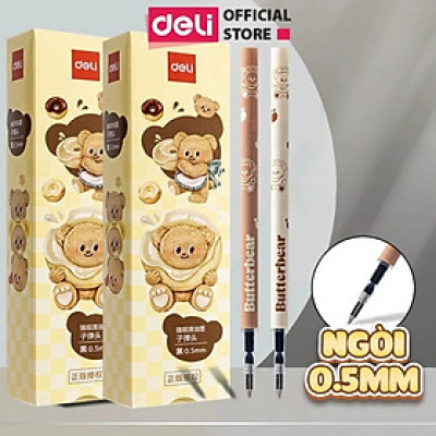 Ngòi Bút Gel Deli Gấu Bơ 0.5mm Màu Đen HY007