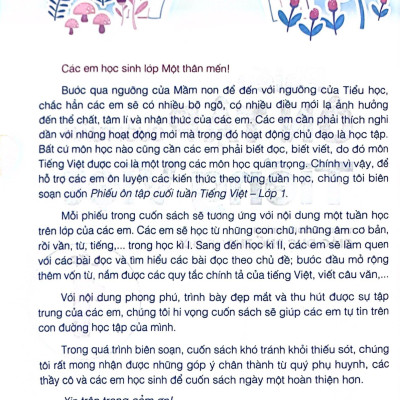 Phiếu Ôn Tập Cuối Tuần Tiếng Việt Lớp 1