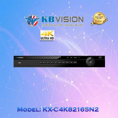 Đầu ghi hình camera IP 16 kênh KBVISION KX-C4K8116SN2 độ phân giải lên đến 8 Megapixel, băng thông tối đa 80Mbps