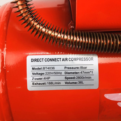 MÁY NÉN KHÍ CÓ DẦU 4HP, 36L (3000W) BTEC BT4036-HÀNG CHÍNH HÃNG (LÊN HƠI SIÊU NHANH, 100% DÂY ĐỒNG)