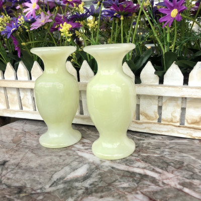 Cặp Lục Bình Lọ Hoa phong thủy đá ngọc Onyx - Cao 12 cm